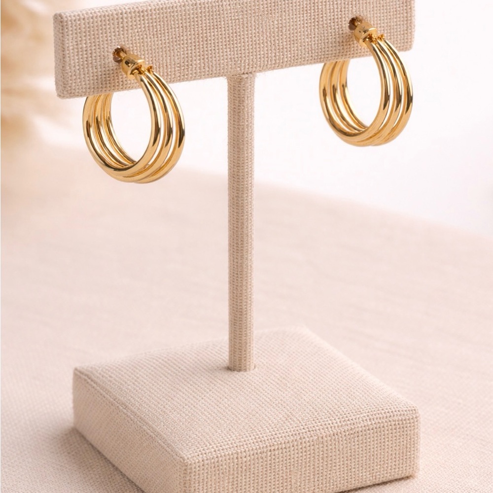 Fashion Jewelry Triple Gold Hoop Earrings